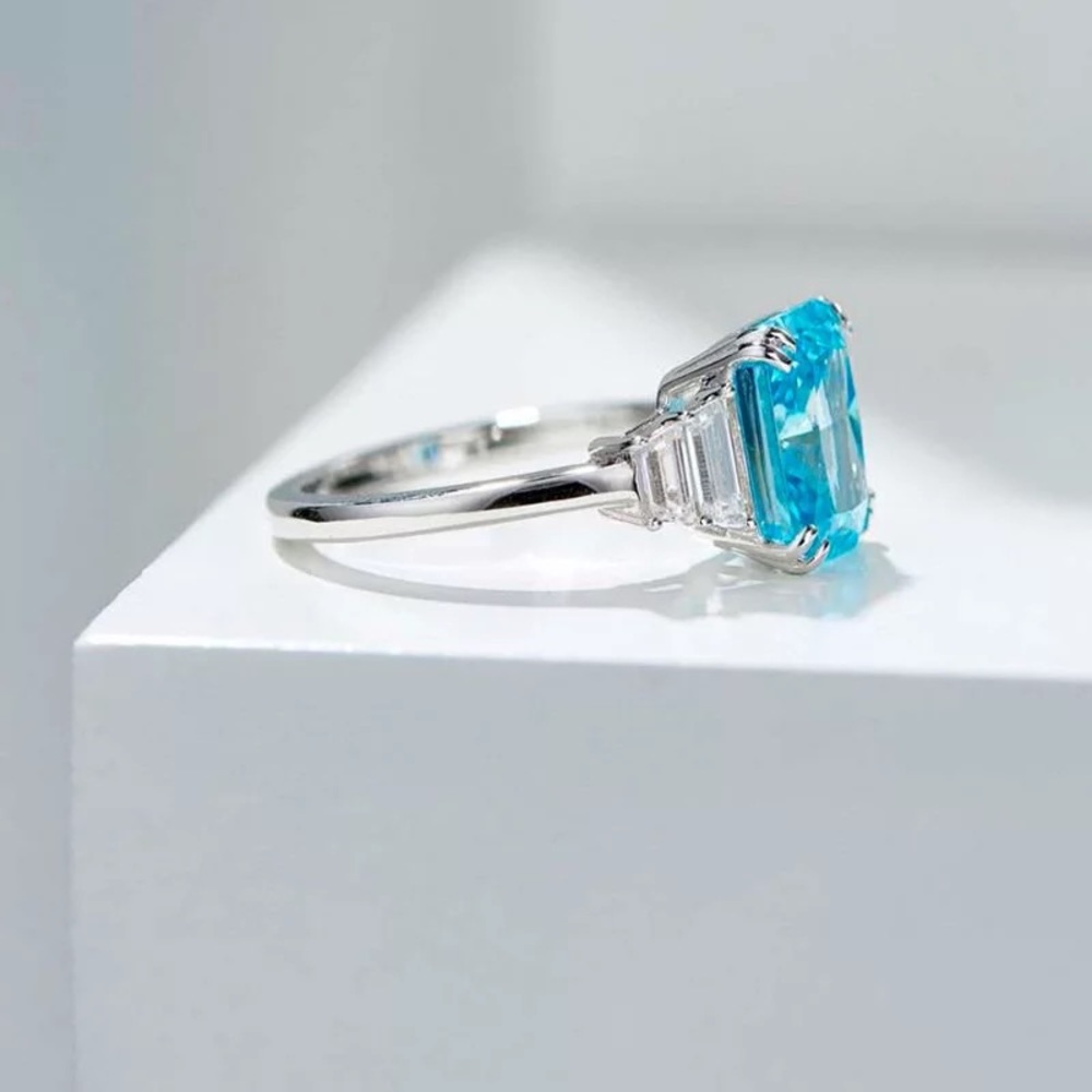1ct Radiant Aquamarine Ring - Picture 13 of 16